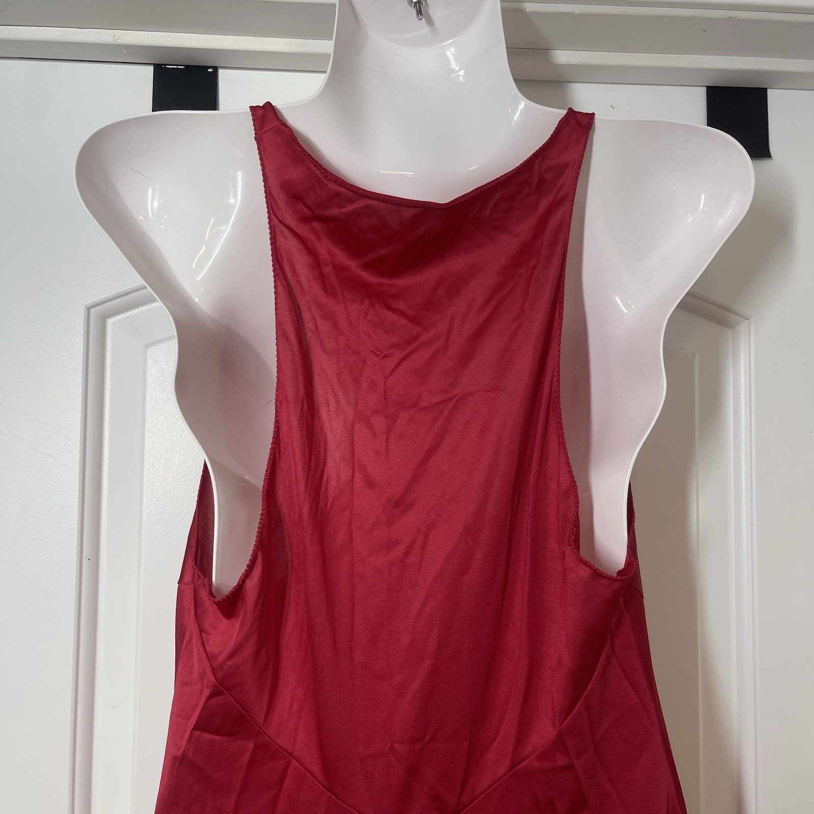 VTG Vanity Fair Negligee Maxi Night Gown Slip Dress Sz 36 Red Sexy Wrap Intimate