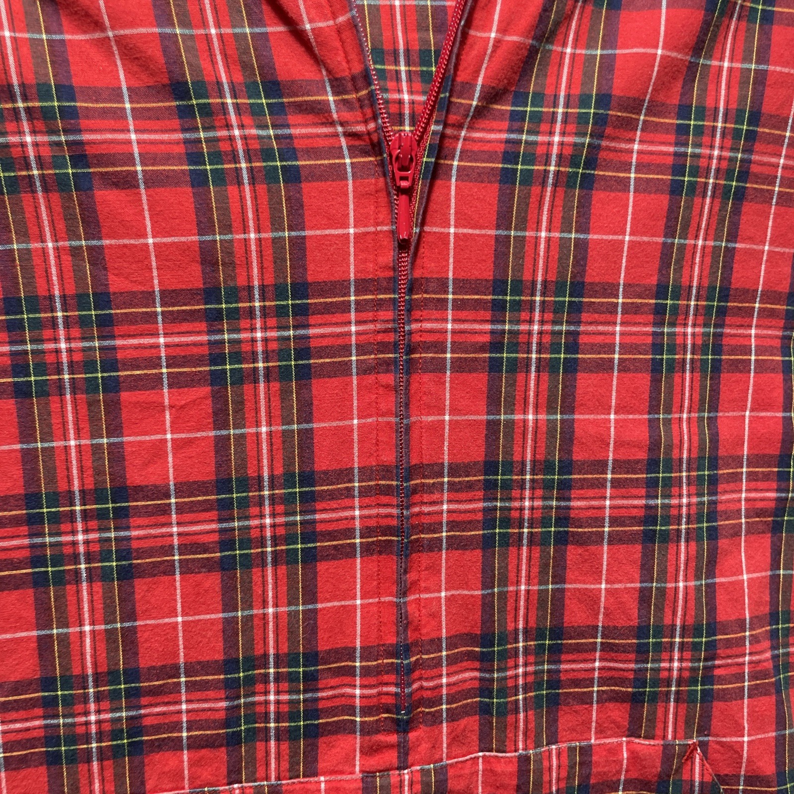 Vintage Tommy Hilfiger Jacket Mens Medium Anorak Hoodie Plaid 1/4 Zip 90s Cotton