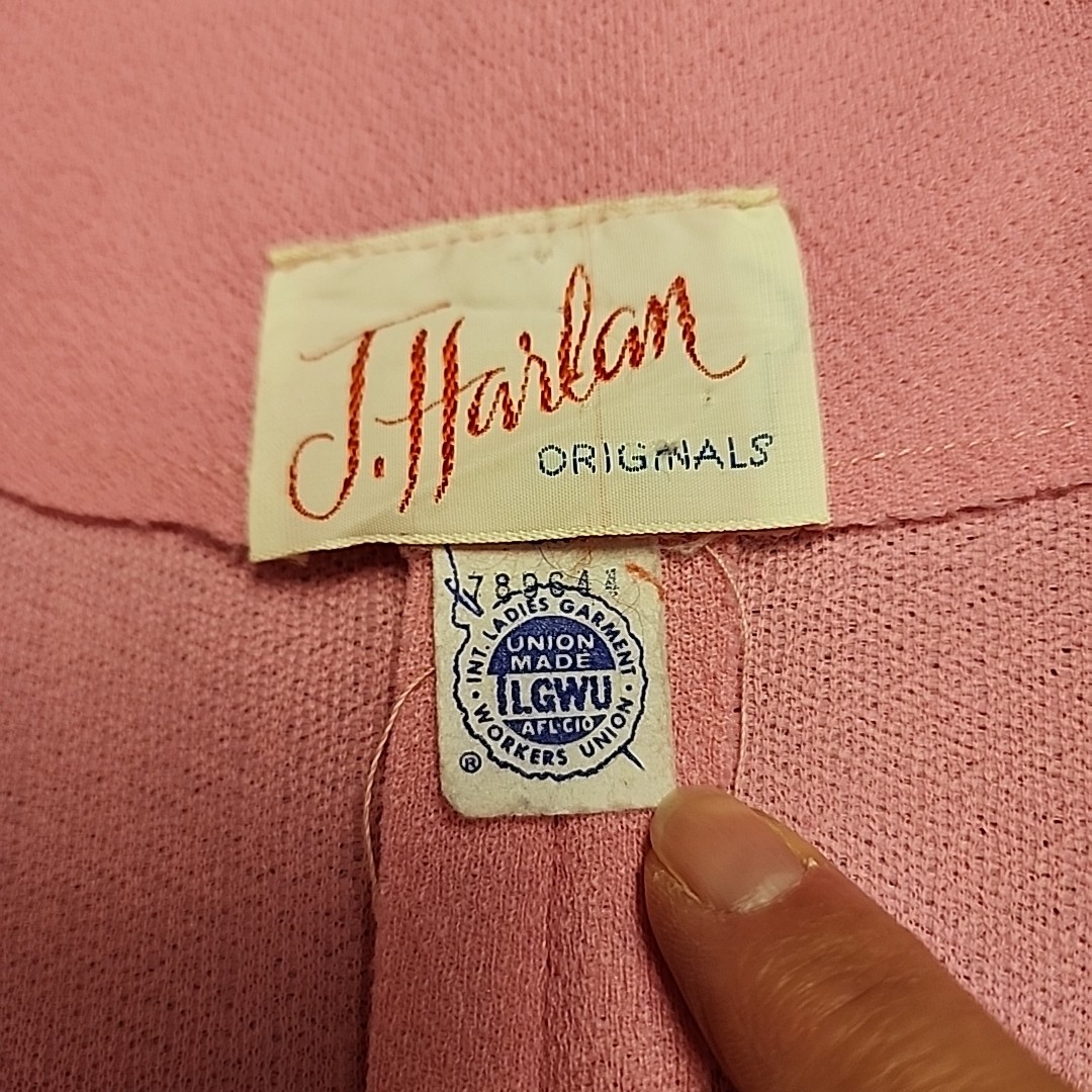 J. Harlan Originals Union Made ILGWU bright Pink Polyester Dress Vintage 1960s