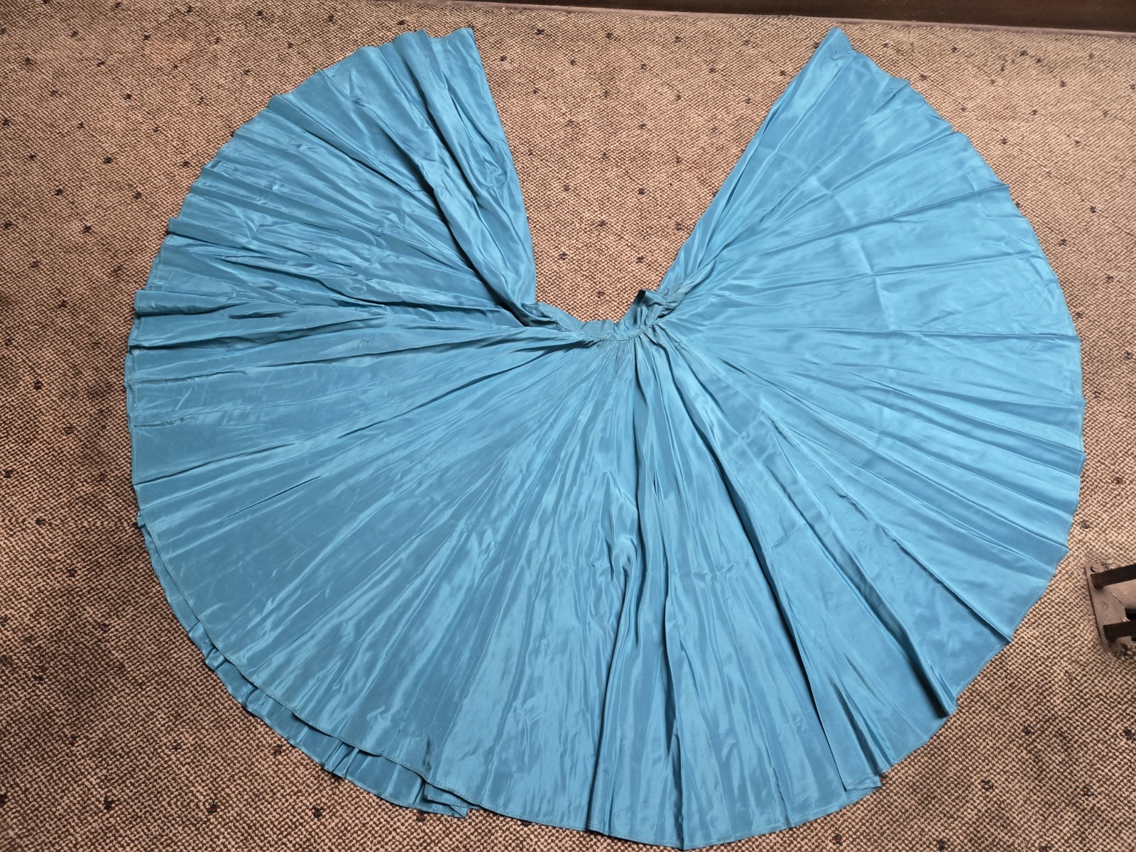 Vintage 30s 40s Turquoise Rayon Huge Sweep Circle Skirt High Waist Talon sz XS