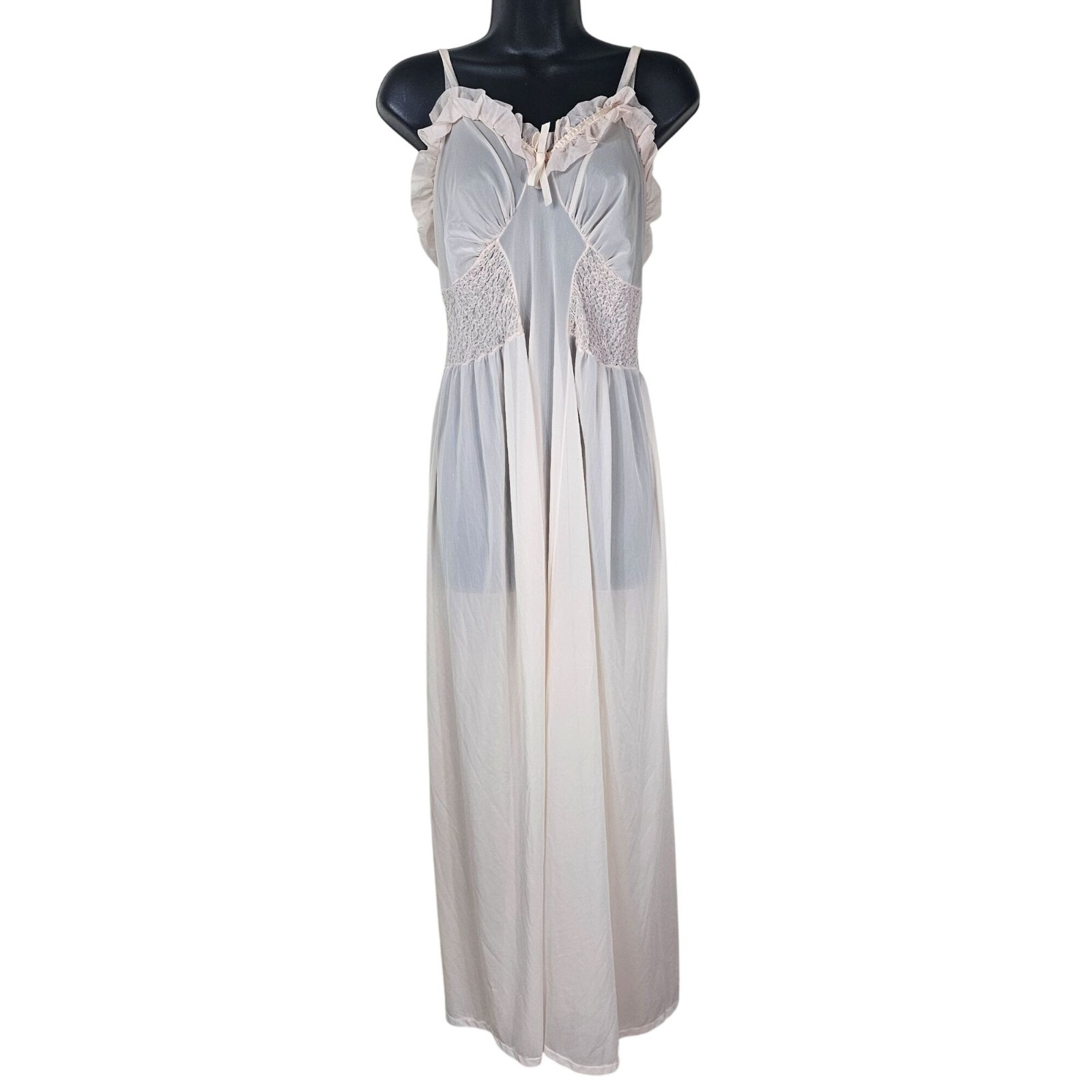Vintage 50s Artemis Babydoll Negligee M/36 Pale Pink Sheer Ruffle Coquette