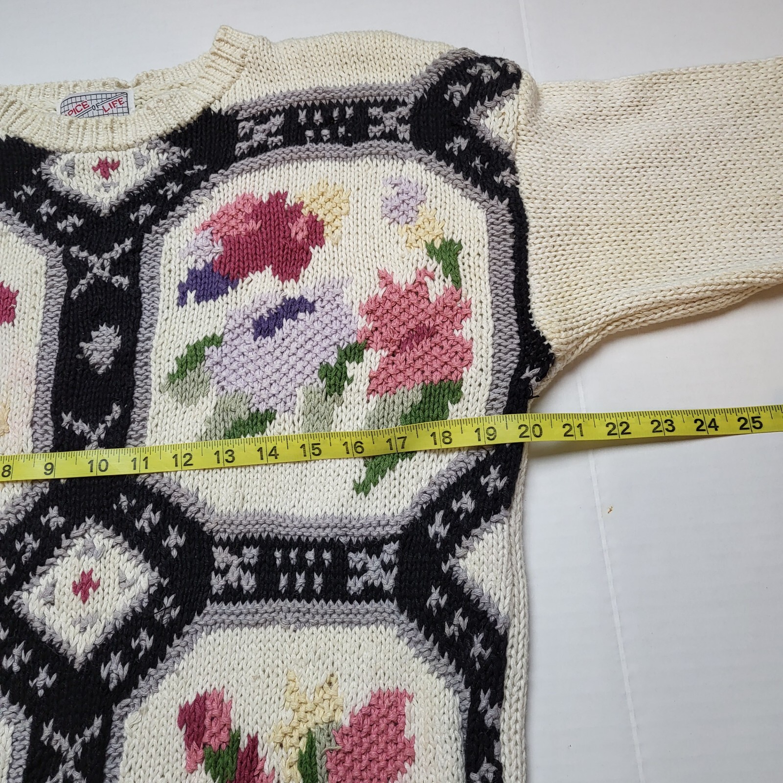 Vtg Spice Of Life Sweater Womens M Flowers Crewneck 90s A97