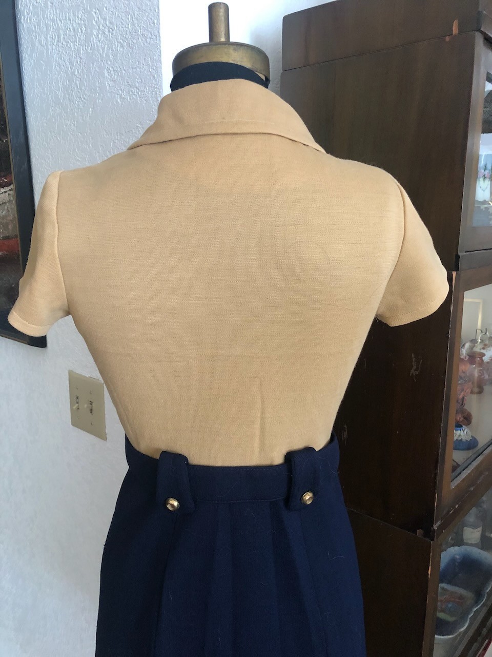 Vintage Joseph Magnin Collection Schoolgirl Dress Retro Short Sleeve 70s XS