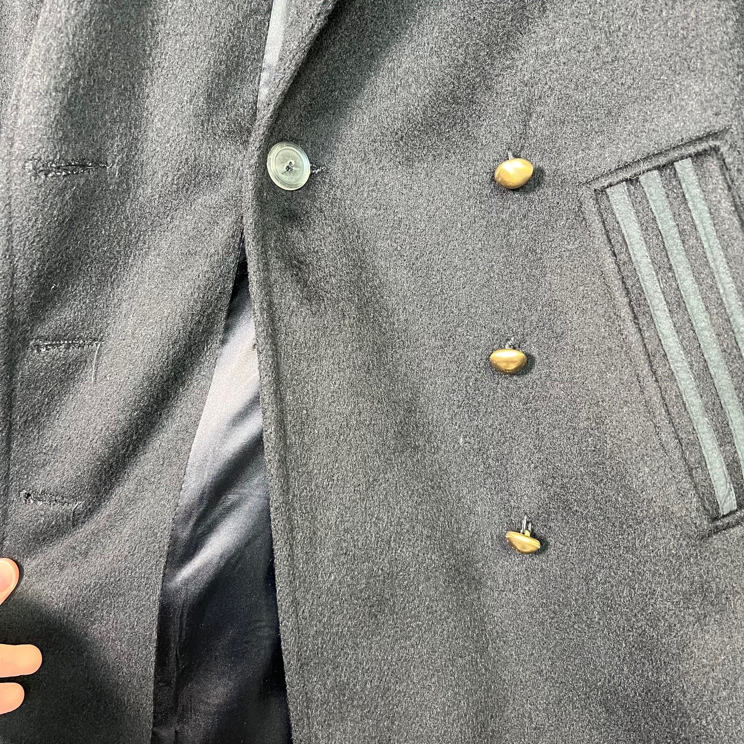 Vintage Donnybrook Black Double Breasted Nautical Coat USA XL 16
