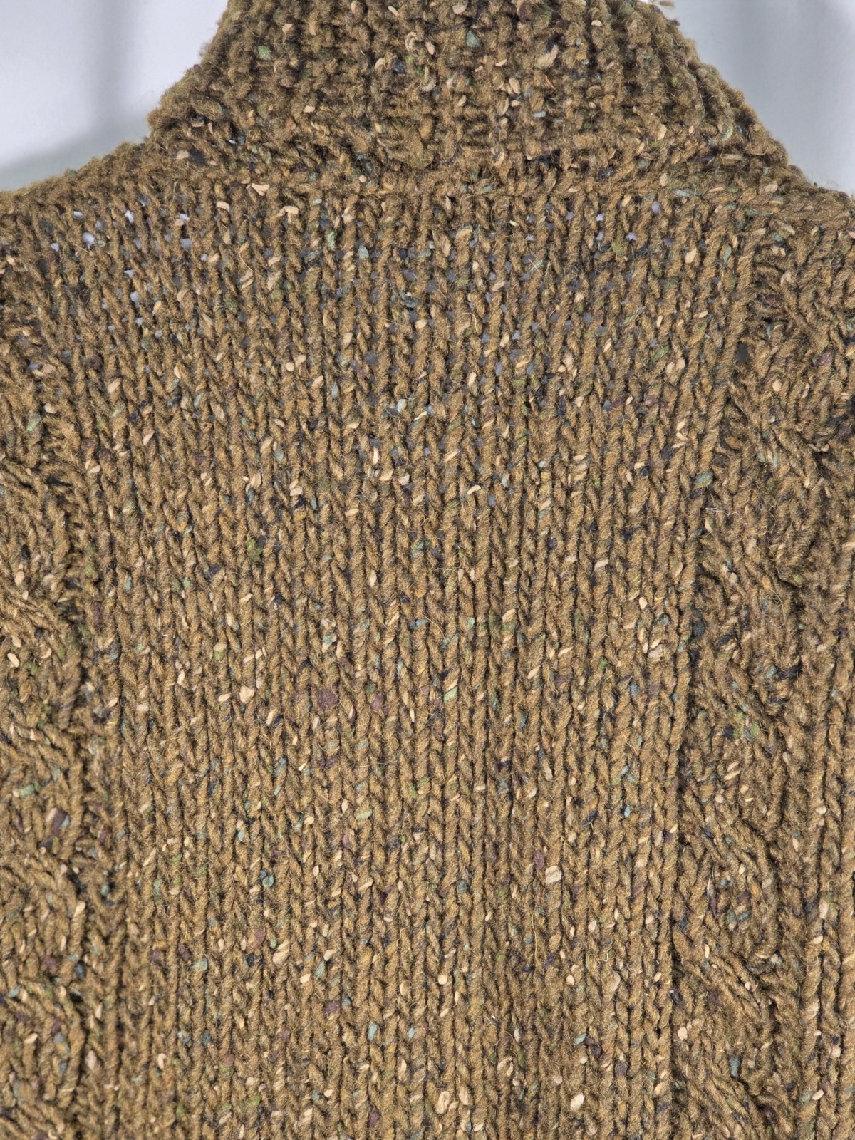 Vintage Women’s Perry Ellis Handknit Wool Belted Cardigan Olive Brown Size S