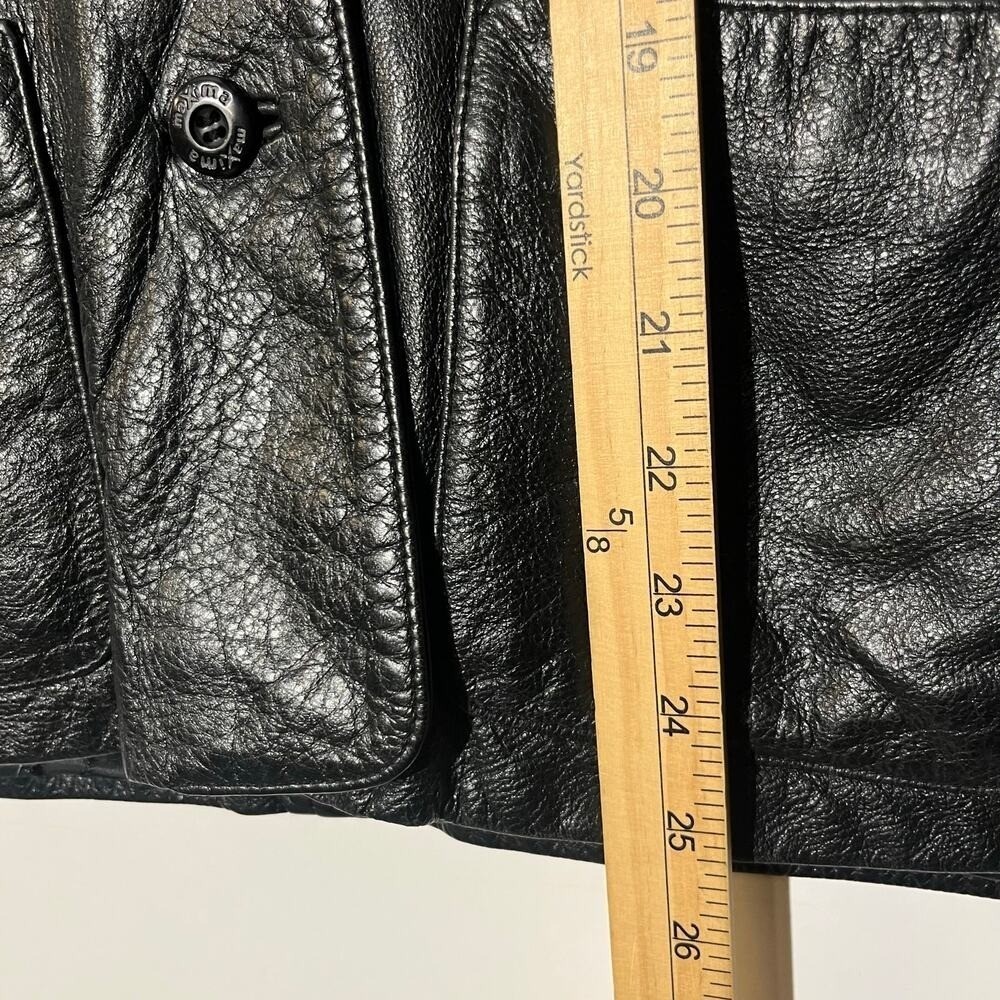 Vintage 90s Wilsons Leather Maxima Black Leather Jacket Button Front Womans XL