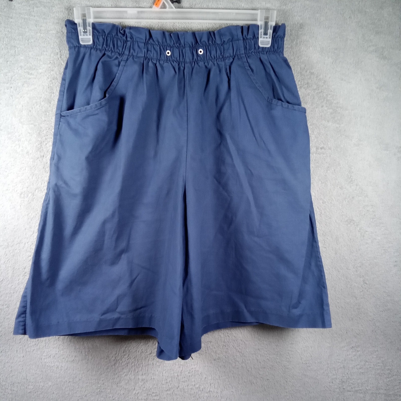 The Season Ticket Blue Cotton Paperbag Waist Shorts Vintage Womens 16P Made
