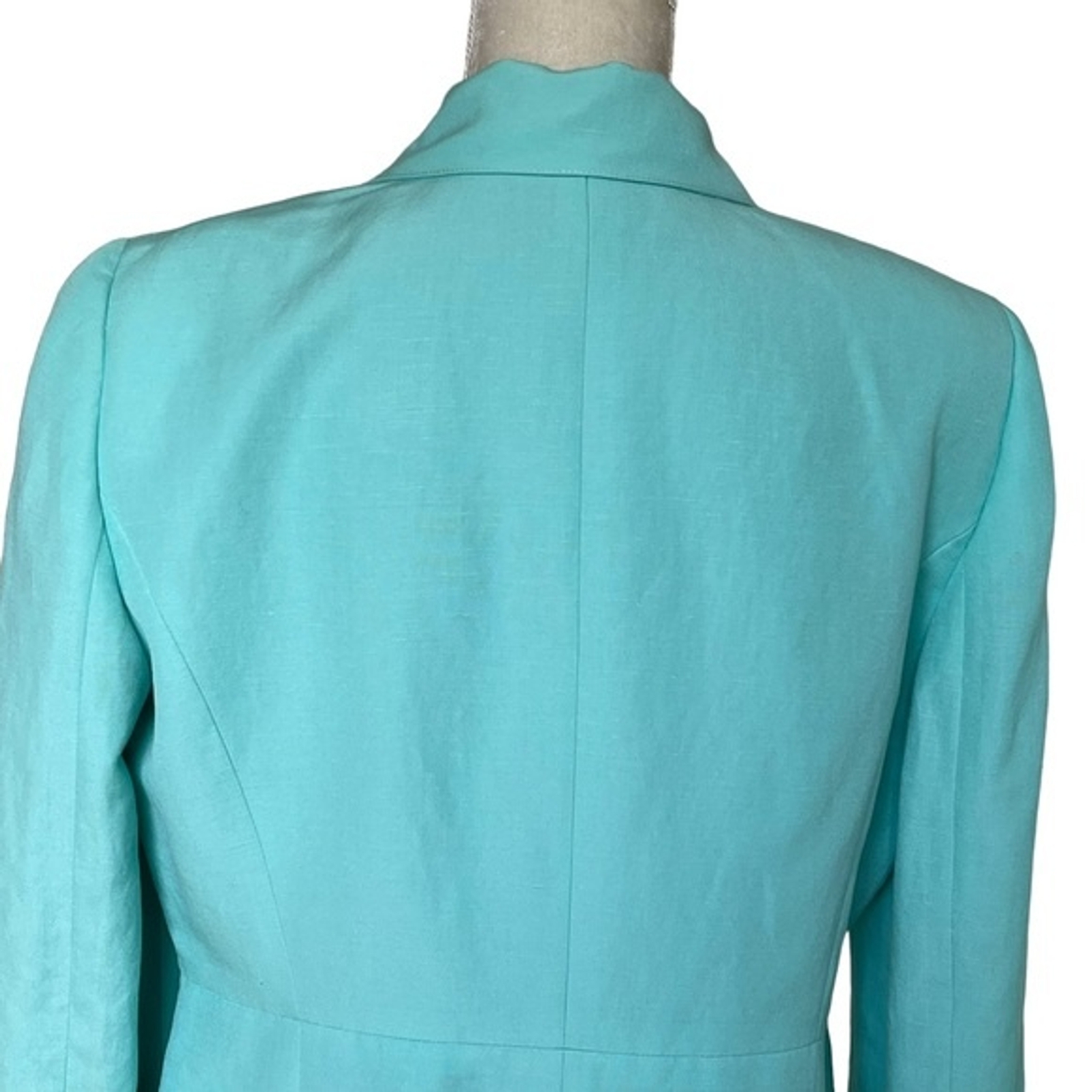 Tahari Women’s Linen Blend Snap Buttons Blazer Jacket Size 14P Mint Green