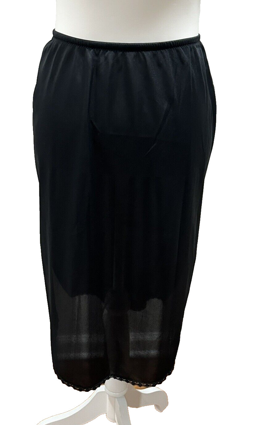 Vintage Formfit Rogers Womens Sz 10-12 Tall Black Half Slip Undergarment Lace 26