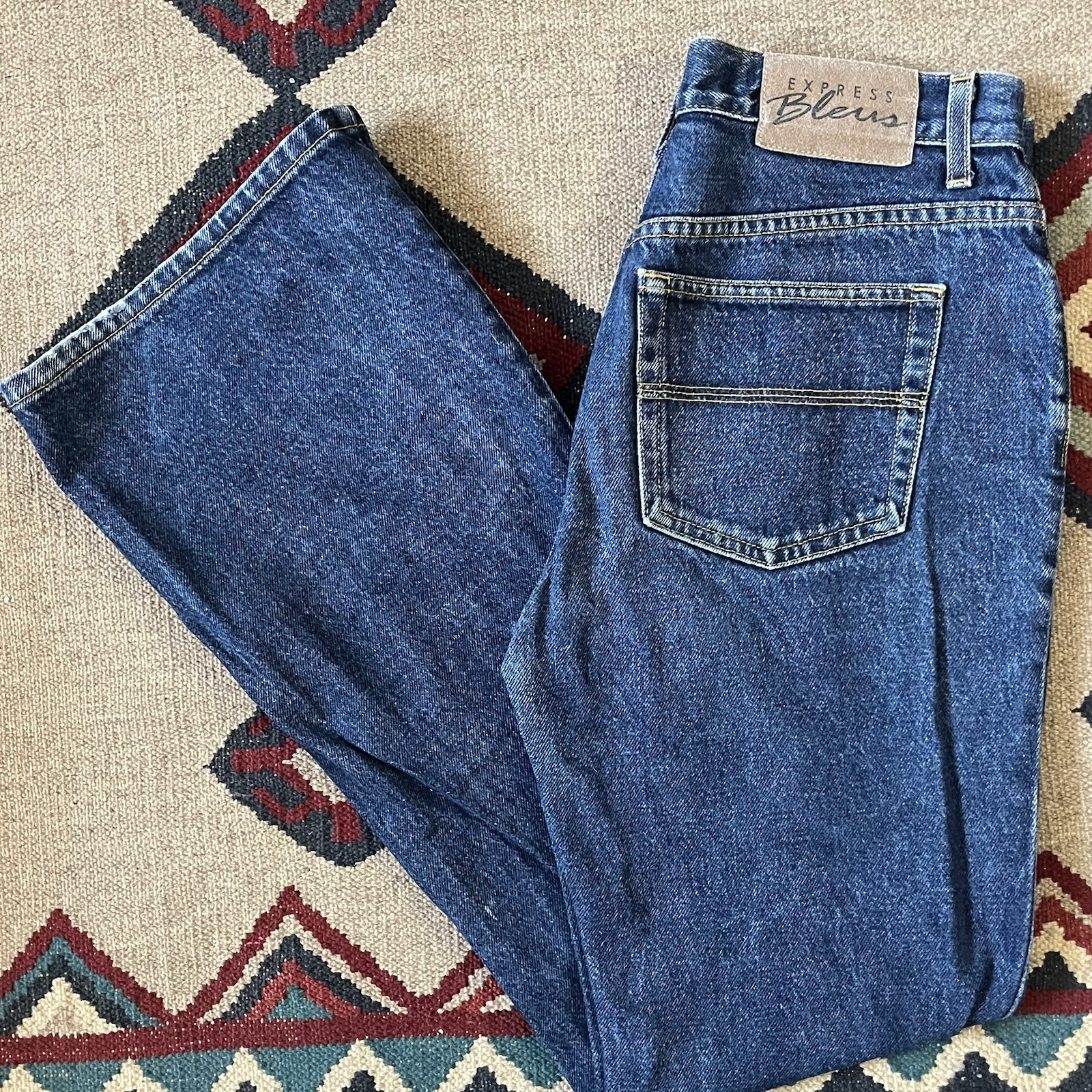 Vintage 90s Express Boot Cut Flare Bell Jeans Women’s 9/10 R USA Made Blue Denim