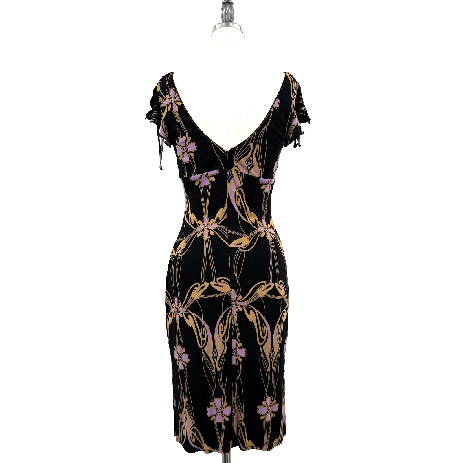 VTG 90s Y2K Guess Collection Dress Dark Art Nouveau Gothic Bodycon Midi USA