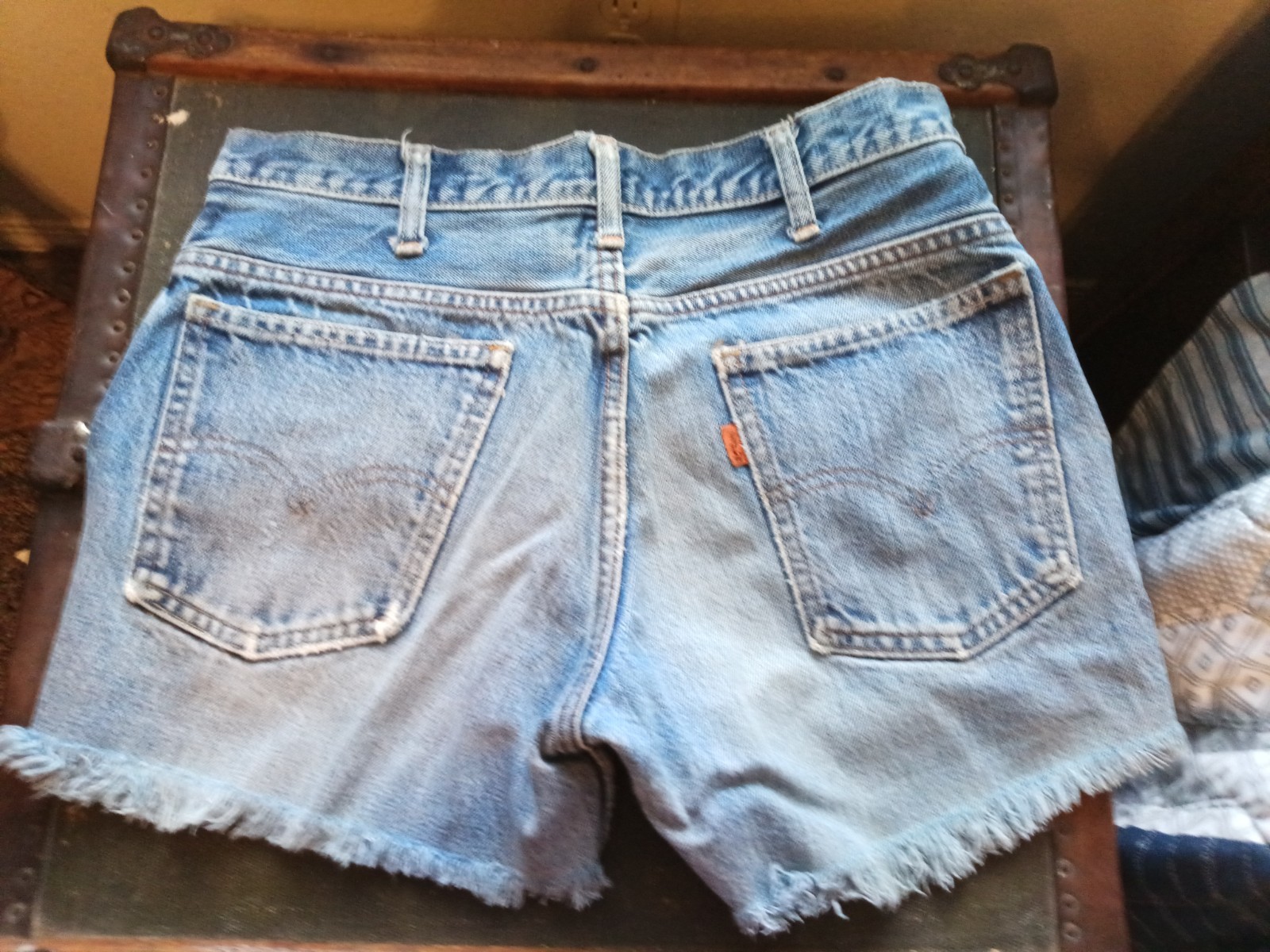 Vintage Levi’s Big E Orange Tab Denim Jean Shorts Talon 42 Zipper