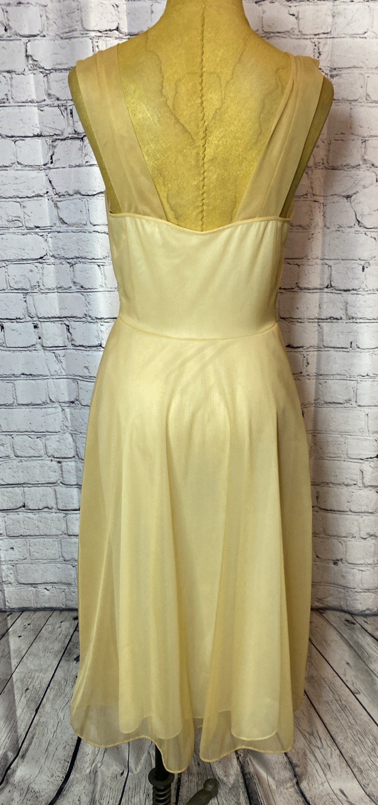 Vintage 50’s Vanity Fair Nightgown Double Nylon Tricot Beige Nude Lace 32