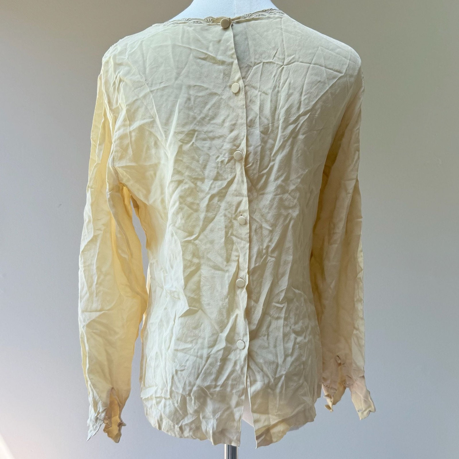 Vintage 100% Silk Hand Embroidered Lace Detail Blouse