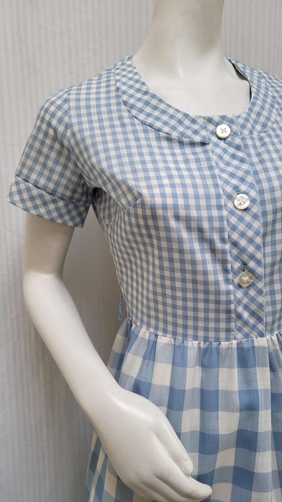 Vintage 1950/60s AREE CLASSICS Blue Gingham Check Maxi Dress – Size S/M