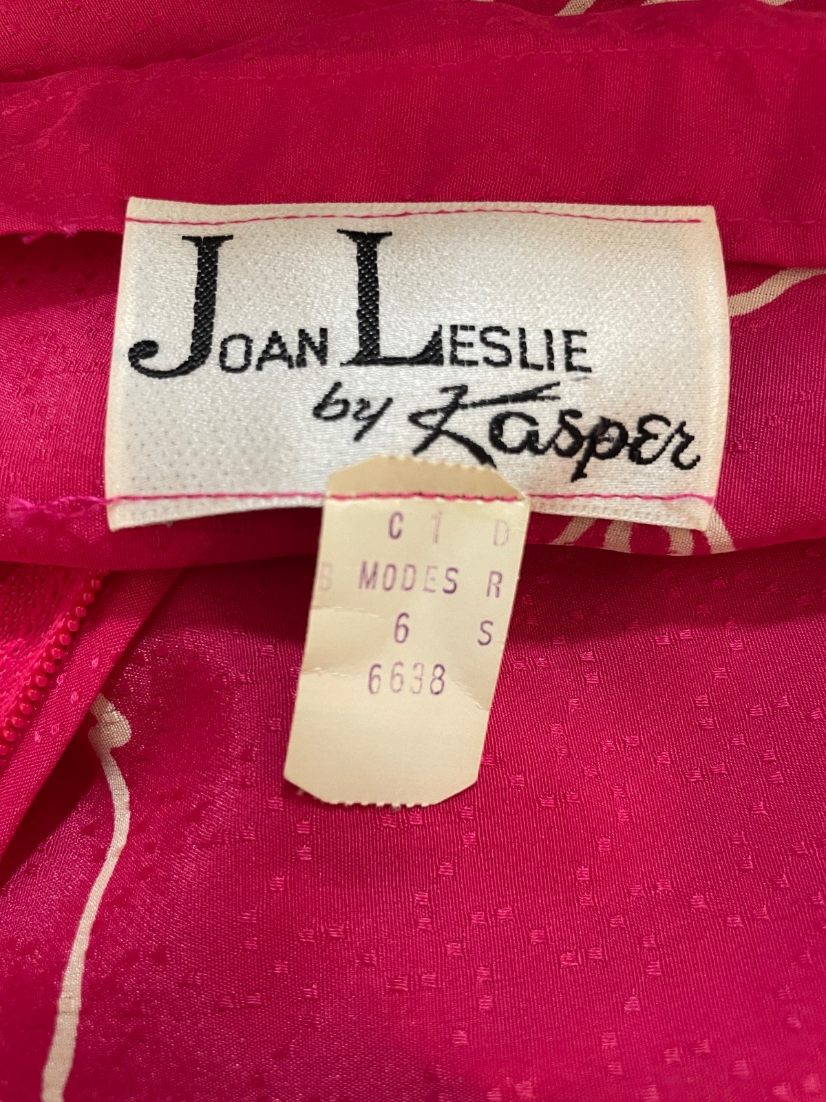 Vintage Joan Leslie Kasper Size 6 One Shoulder Maxi Dress Magenta Pink & White