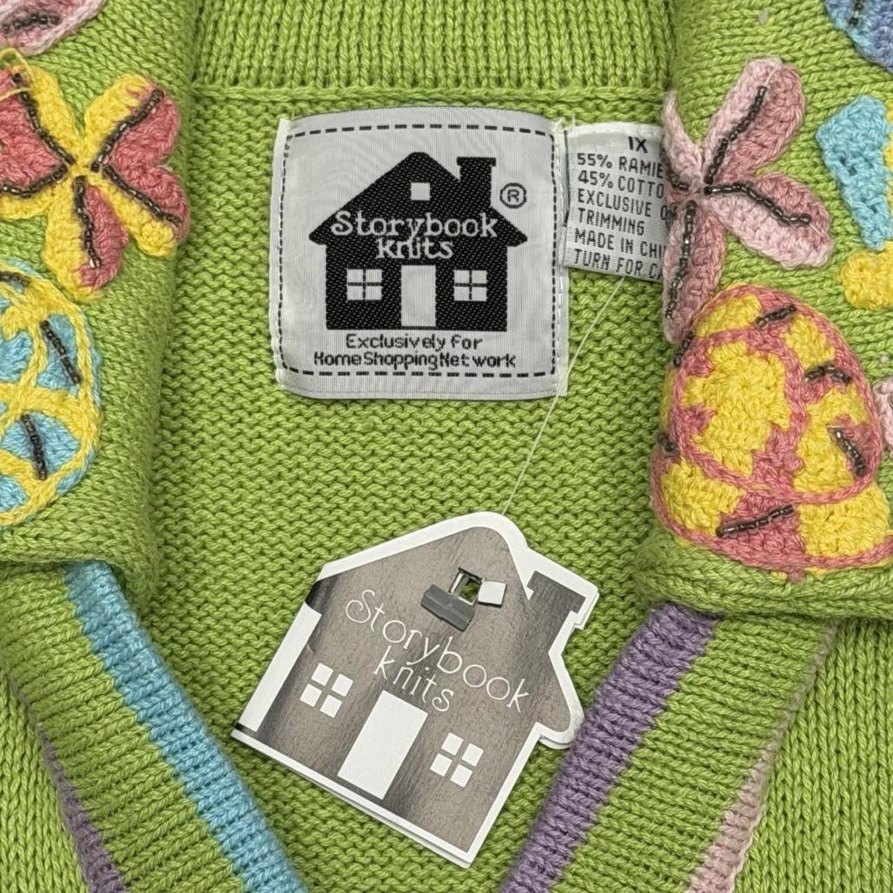 Story Book Knits Sweater NWT Green Beaded Embellished Shells Nautical Ocean