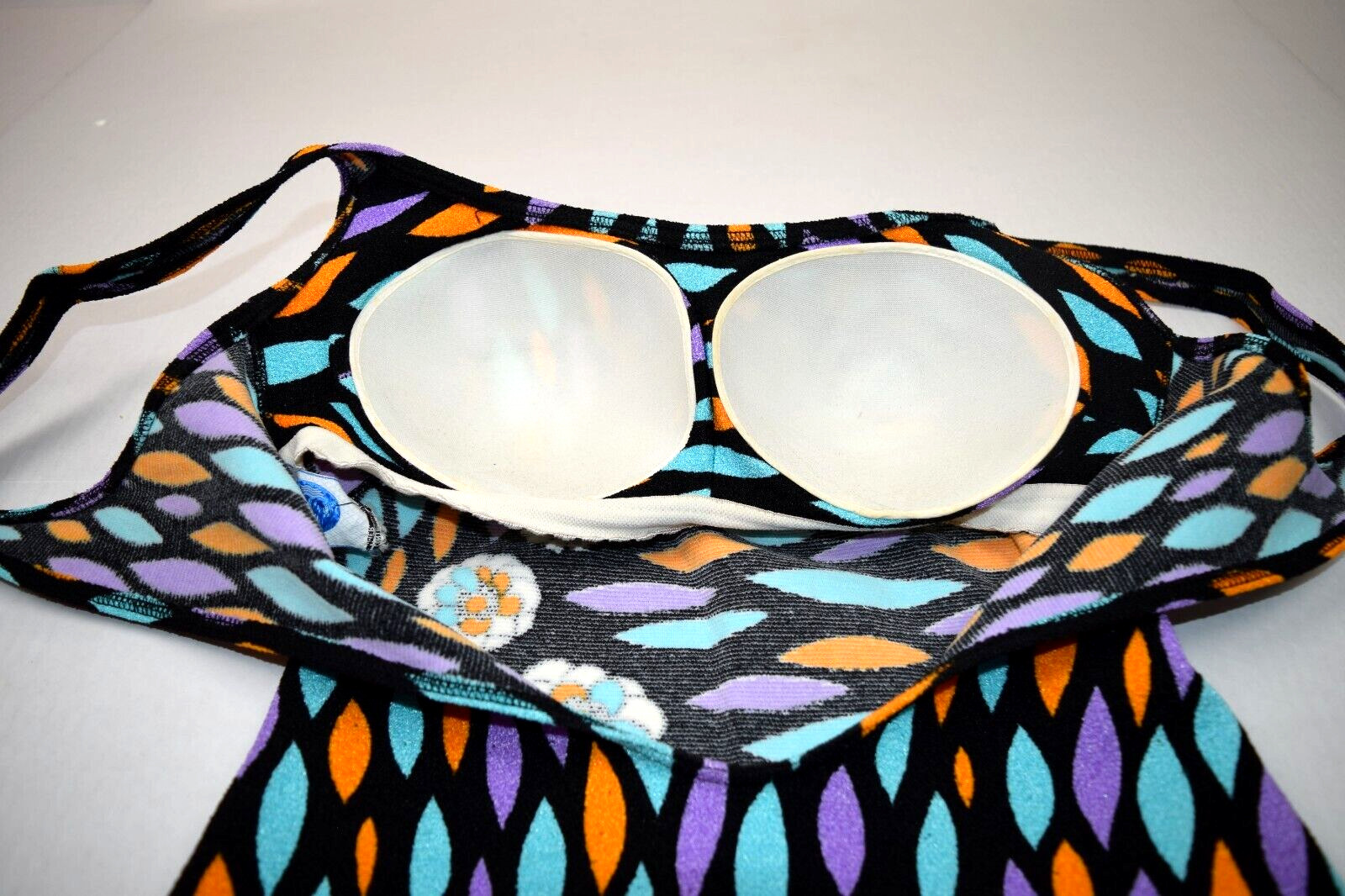 Vintage Swimsuit Gottex Size S/M 60s Fluorescent Mod Floral Surfboard Shapes