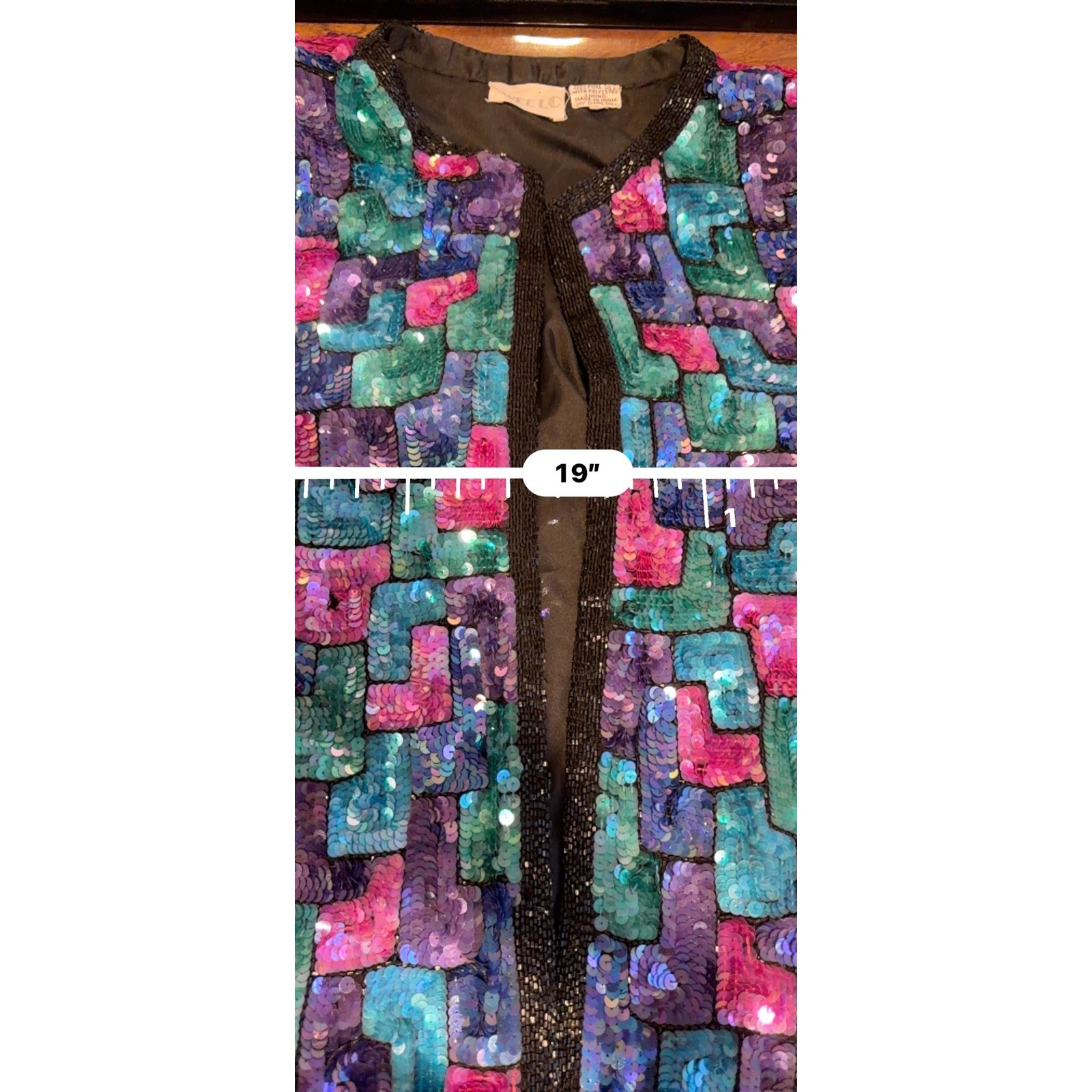 SWEELO Vintage 100% Silk Sequin Jacket Beaded Evening Party Cocktail Holiday