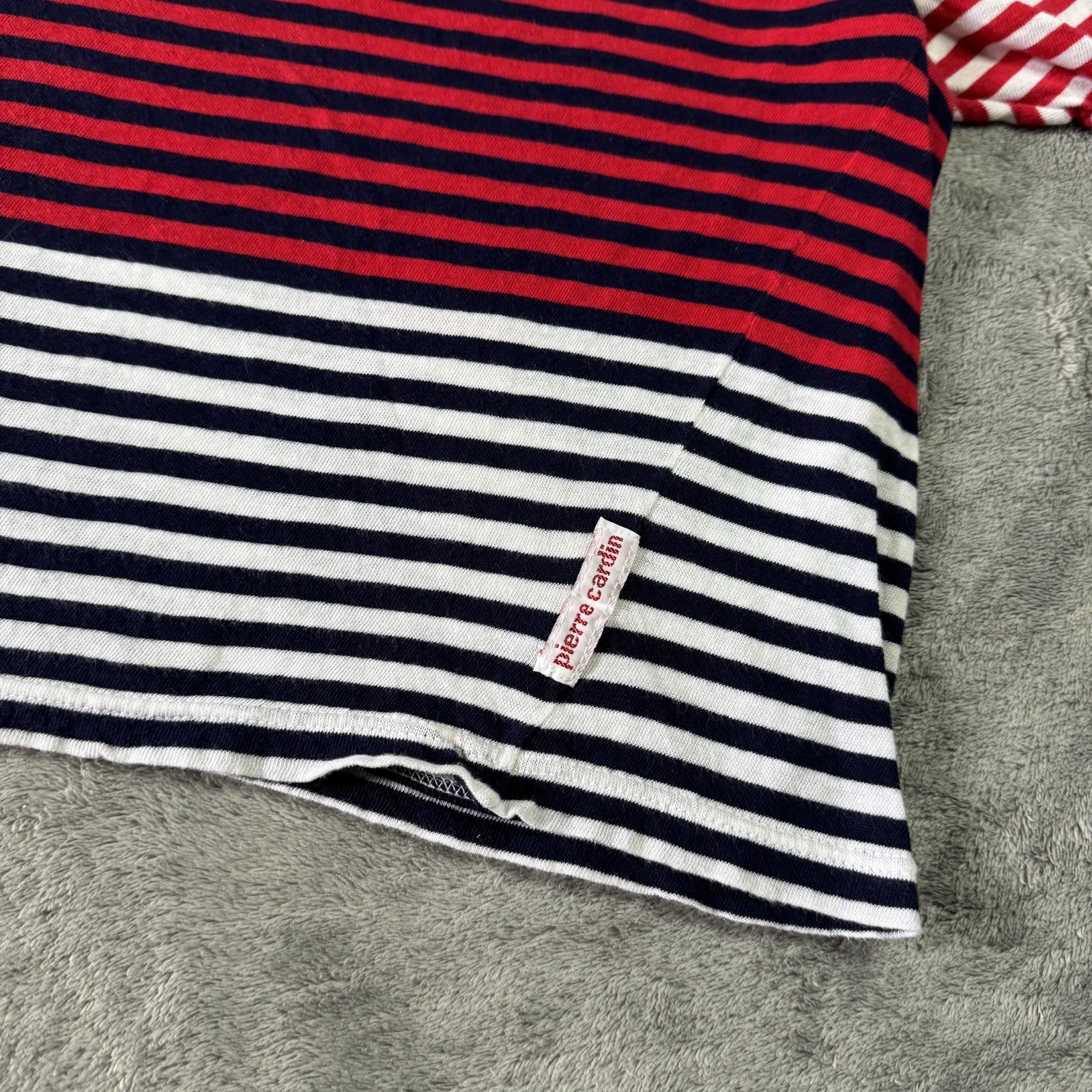 VTG 90s Pierre Cardin Boxy Striped Boat Neck Tshirt Womens M Oversized Retro