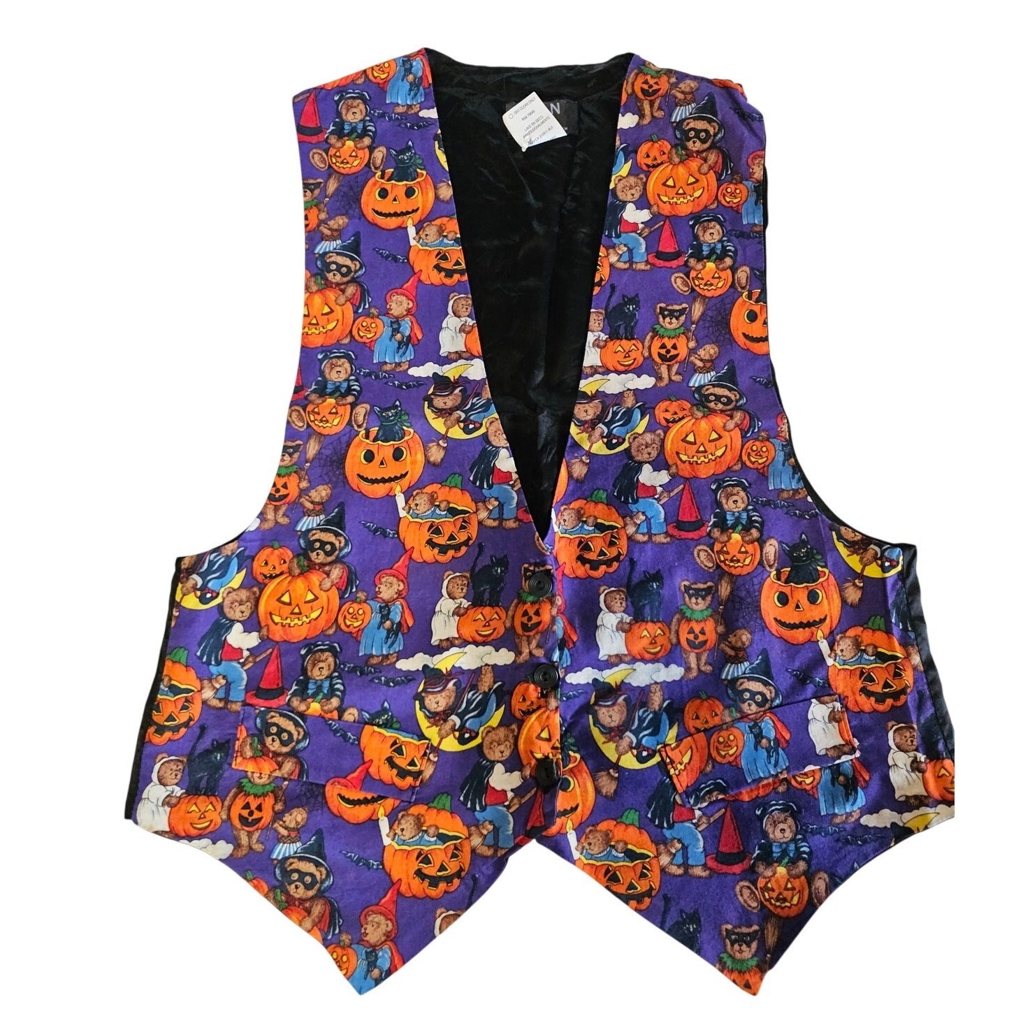 Vintage 80’s Halloween Spookie Jack’ O Lantern Pumpkin Bear Cotton Vest XL 3812