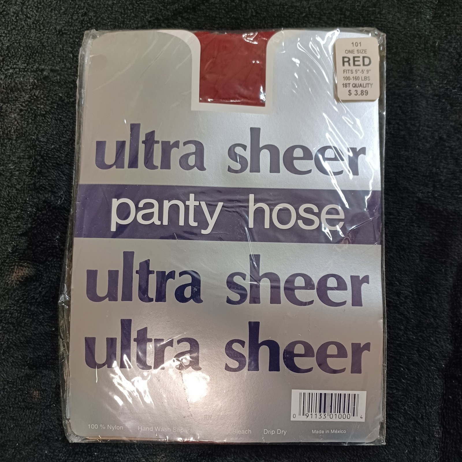 Vintage Pantyhose Ultra Sheer Tights First Quality Red Colored One-Size