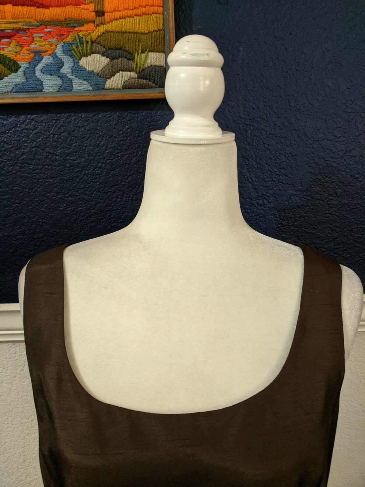VTG Victor Costa Brown Shell Sleeveless Back Zip Top Sz 10 Medium M