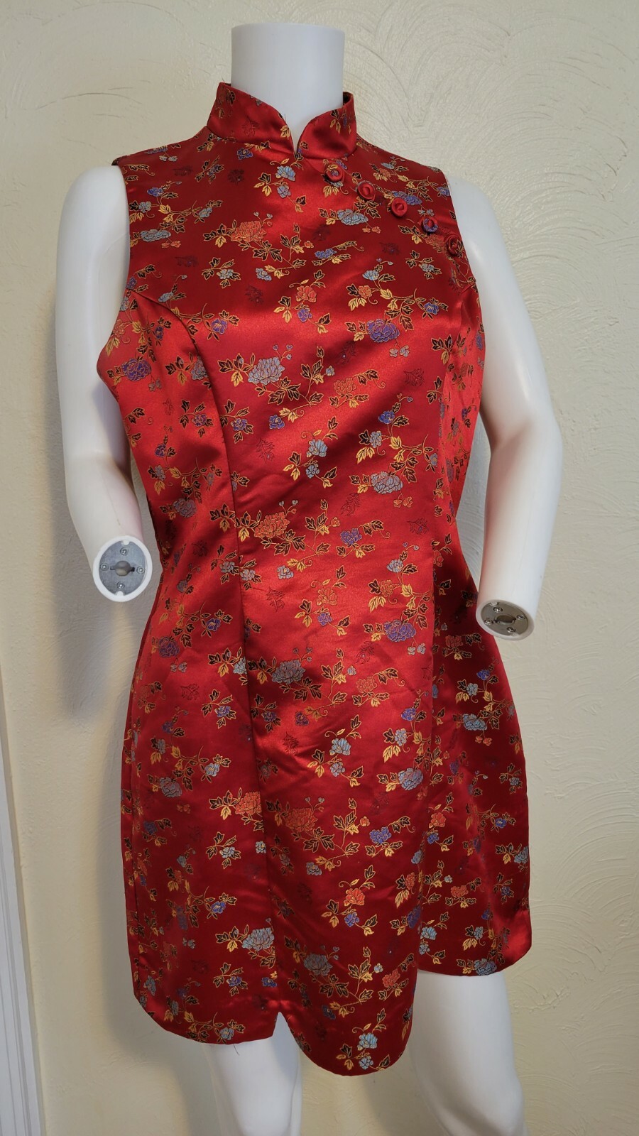 Vintage LA Belle Fashions Inc. Womens Size 9 Red Floral Sleeveless Dress