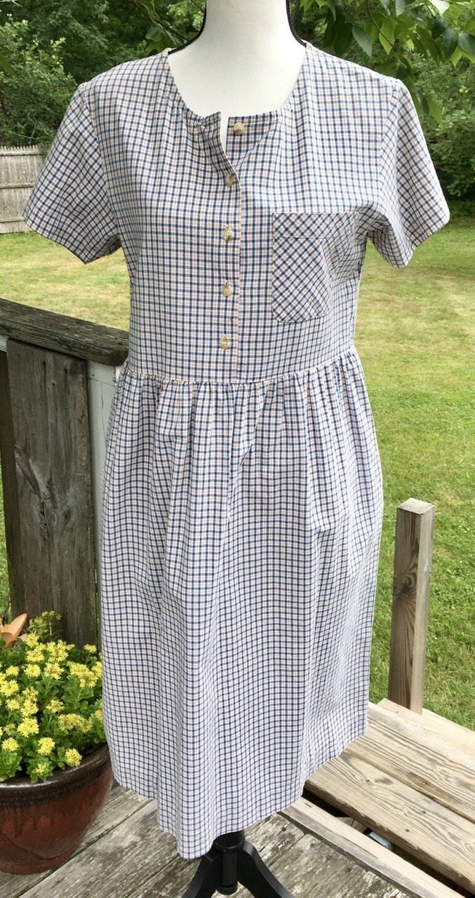 Vintage 90’s Ralph Lauren Plaid Gingham Dress Cottagecore Size L Grandma