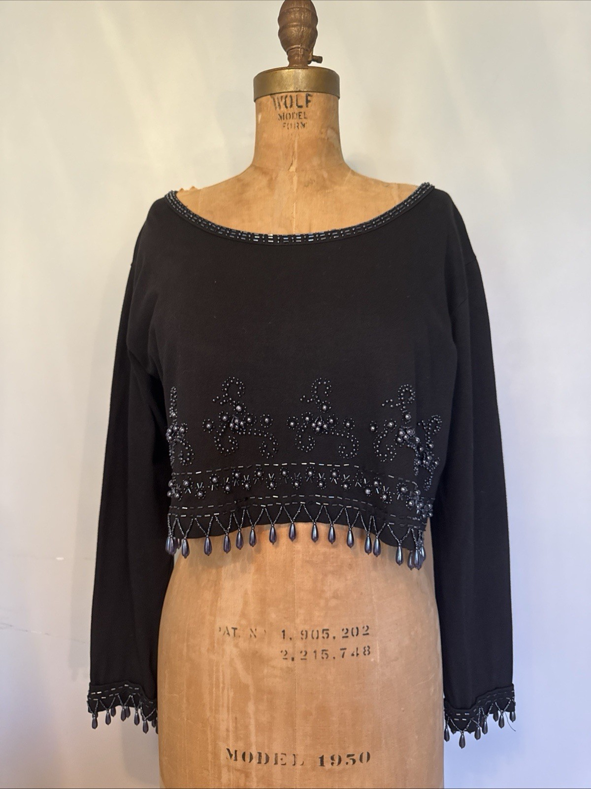 Vintage 90’s Contempo Casuals Beaded Fringe Crop Top Size L Whimsigoth Festival