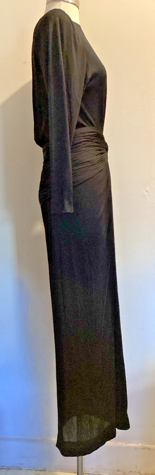 vintage 70’s matte silk jersey Jill Richards disco pleated long evening dress S