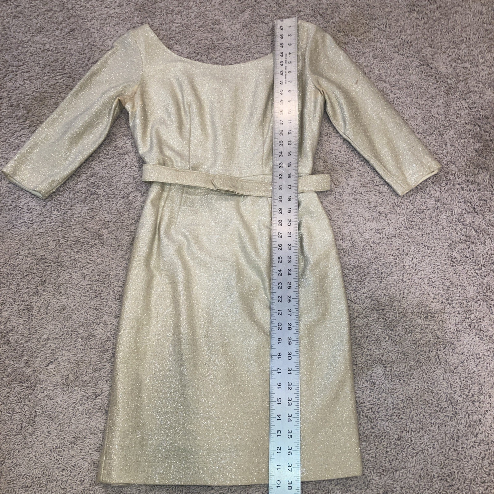 Vintage Champagne Gold Shift Formal Party Dress Mod MCM S 1960s
