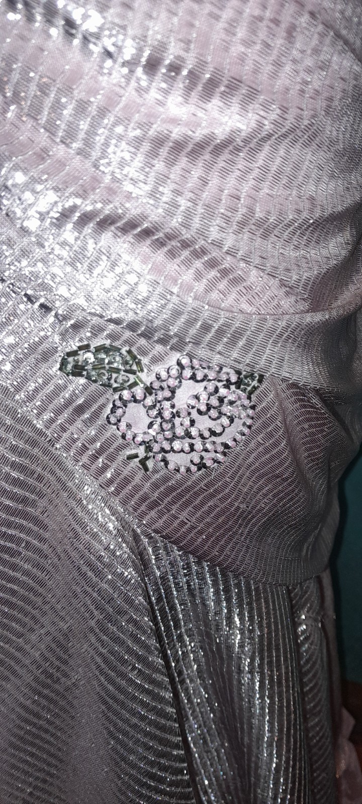 Vtg 1970s 80s Disco Silver pink One Shoulder NEW LEAF samir Party Club Dress XS