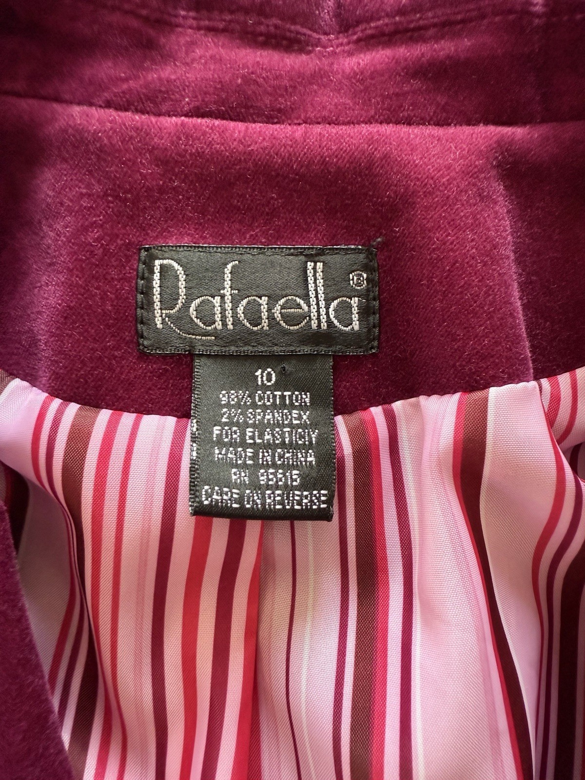 Rafaela Vintage Y2K Magenta Velour Blazer 10 Velvet pink Barbie preppy normcore