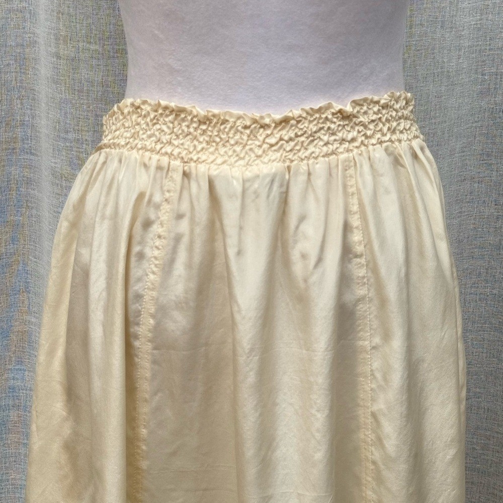 Hana Sung vintage ivory midi silk skirt elastic waist