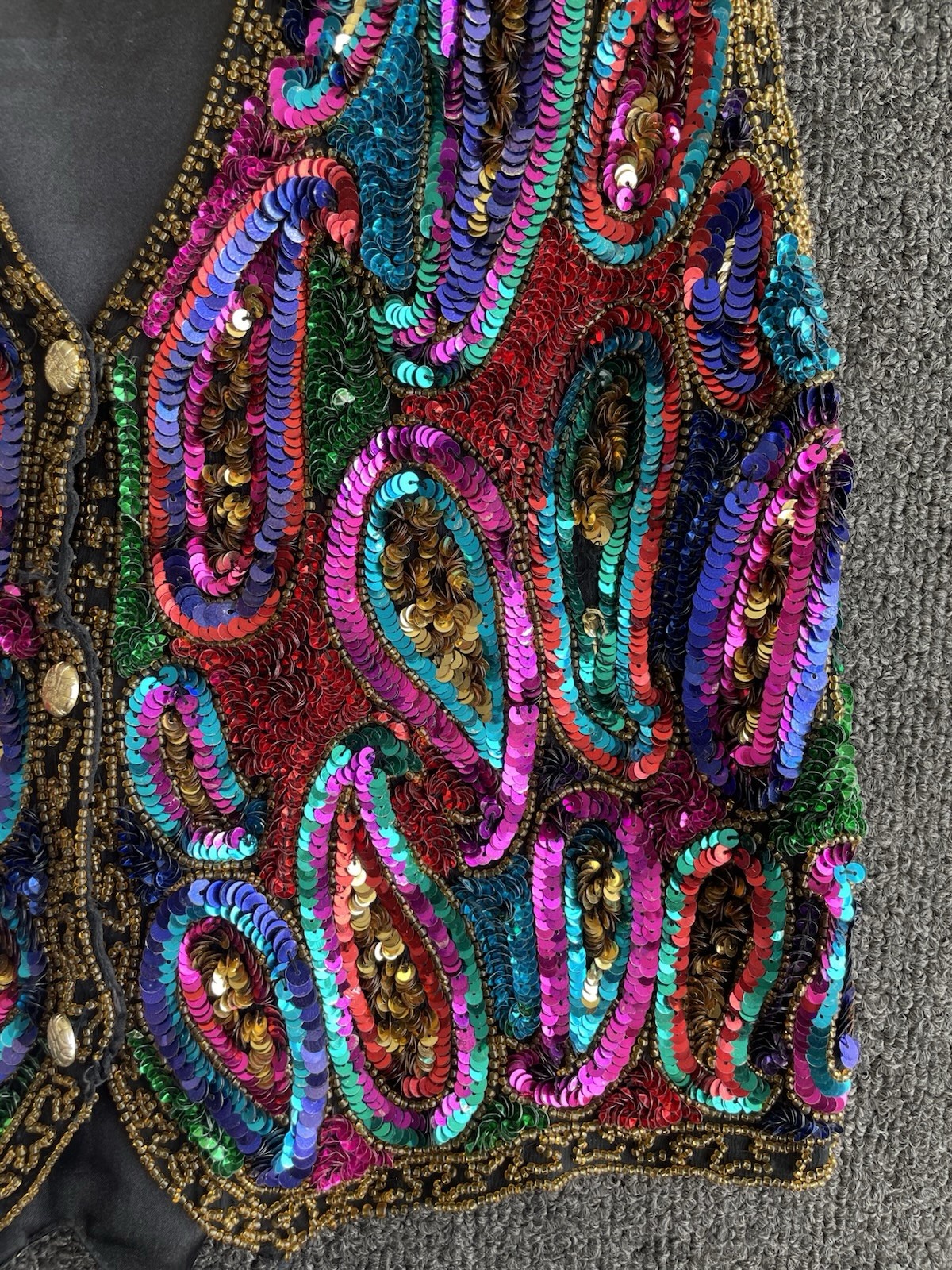 Vintage Modi Colorful Rainbow Sequin Western Show Vest Size M (8-10)