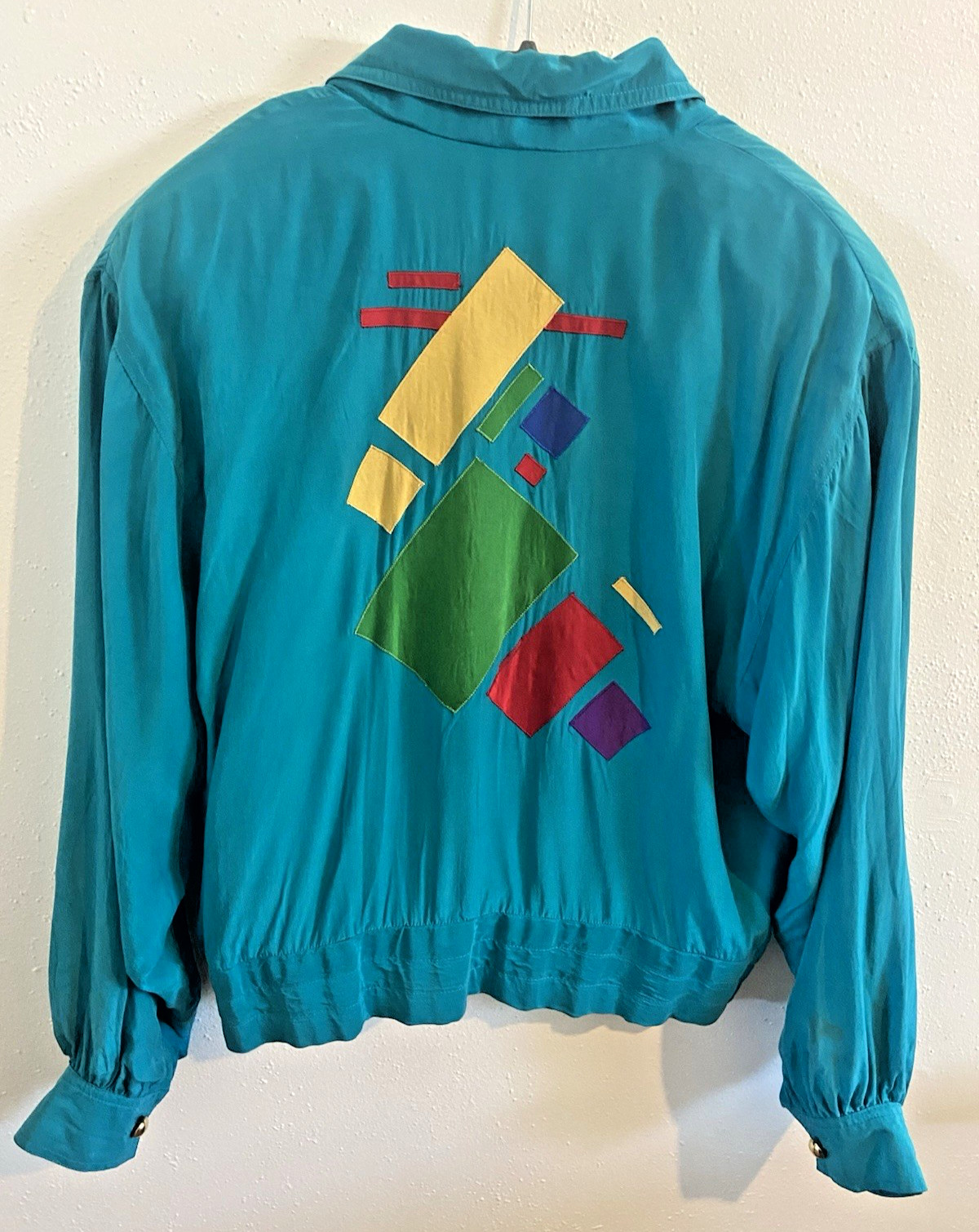 Vintage Silk Bomber Jacket /Pants 1980’s Memphis Wearable Art Large Rare!