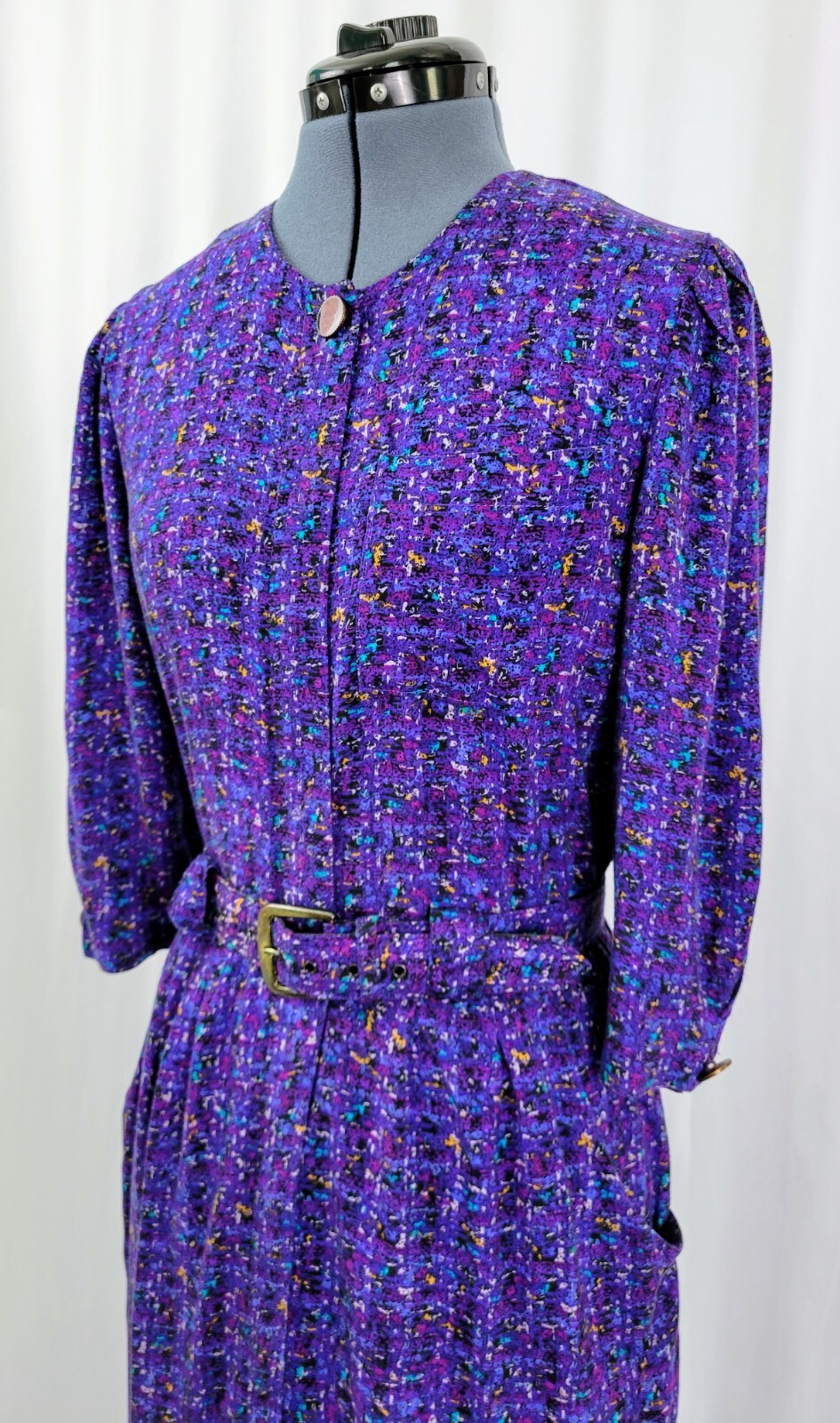Vintage VLP Petites Purple Button Down Dress w Matching Belt Size S?