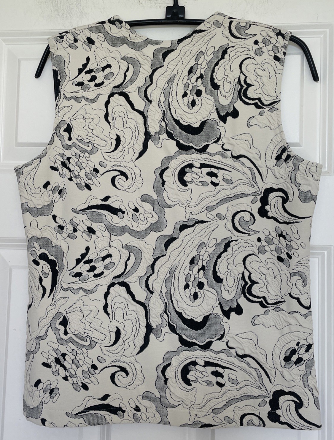 Vtg Me Me Black Jacquard Paisley Set Size M 3/4 Sleeve Jacket Sleeveless Top