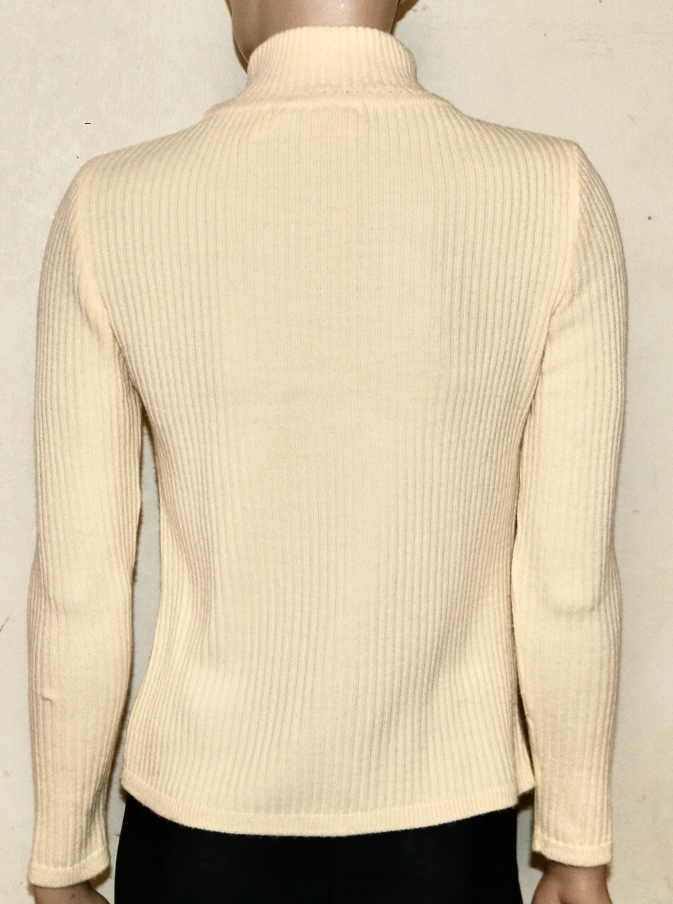 Courrèges vtg MOD MCM turtleneck knit top 0 Space Age fashion cream Courreges