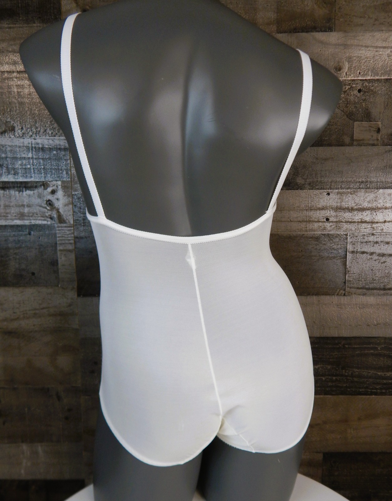 De Luxe Fashions All in One White Stretchy Girdle Bodysuit Soft Cups-Style 40B