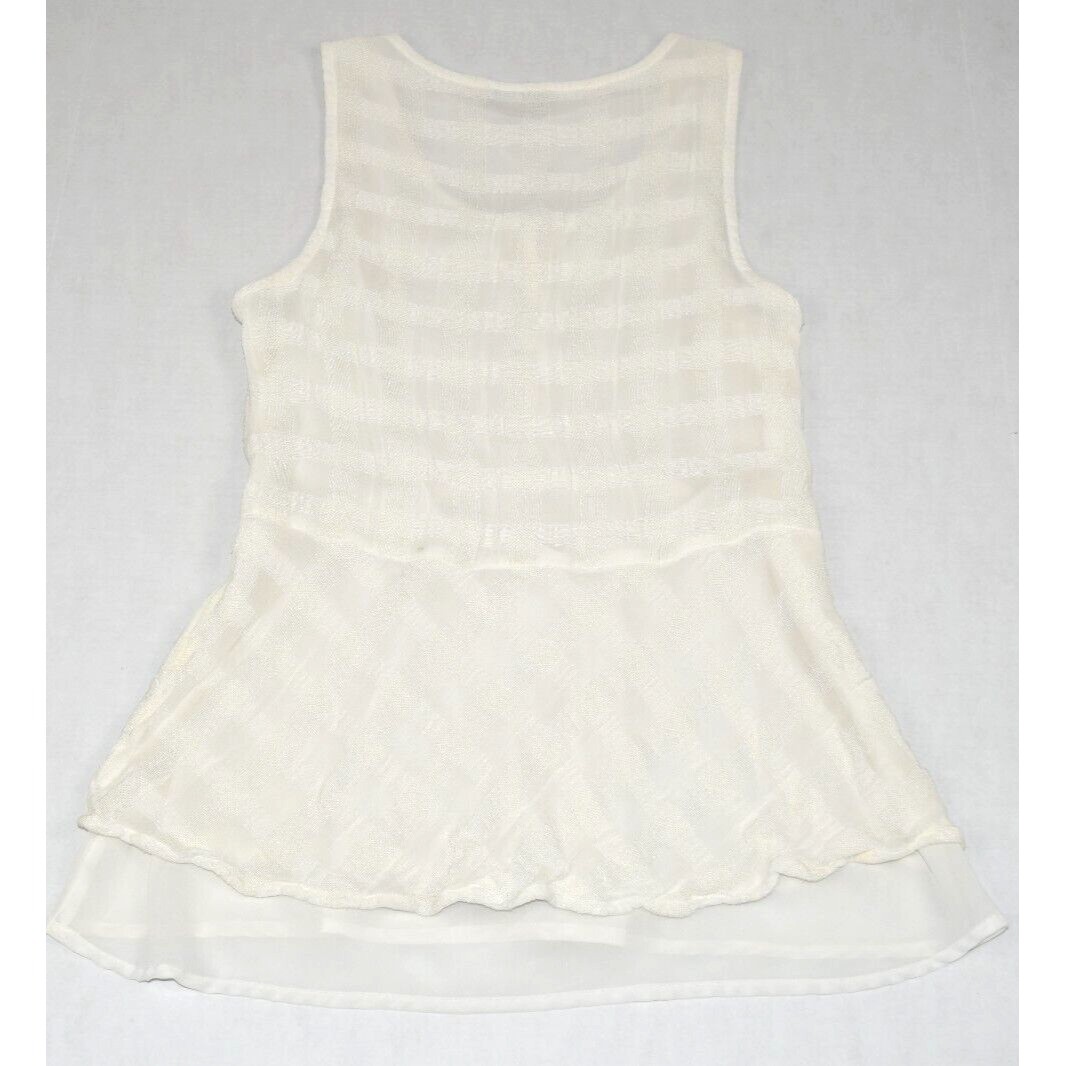 Vintage Tank Top Lucky Brand Size S 90s Layered Ivory White Texture Basket Weave