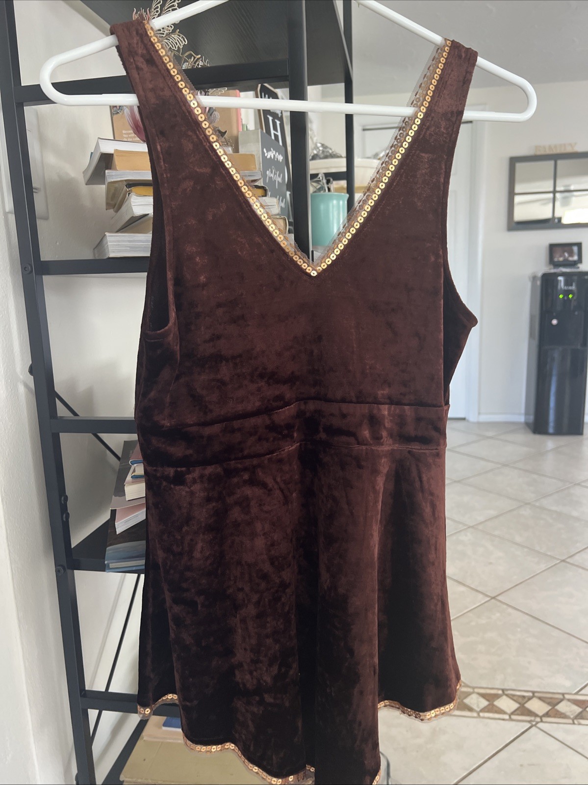 Vintage Express, Brown, Gold Sequins And Beads, Boho, Summer Top, Sz S. Sweet!