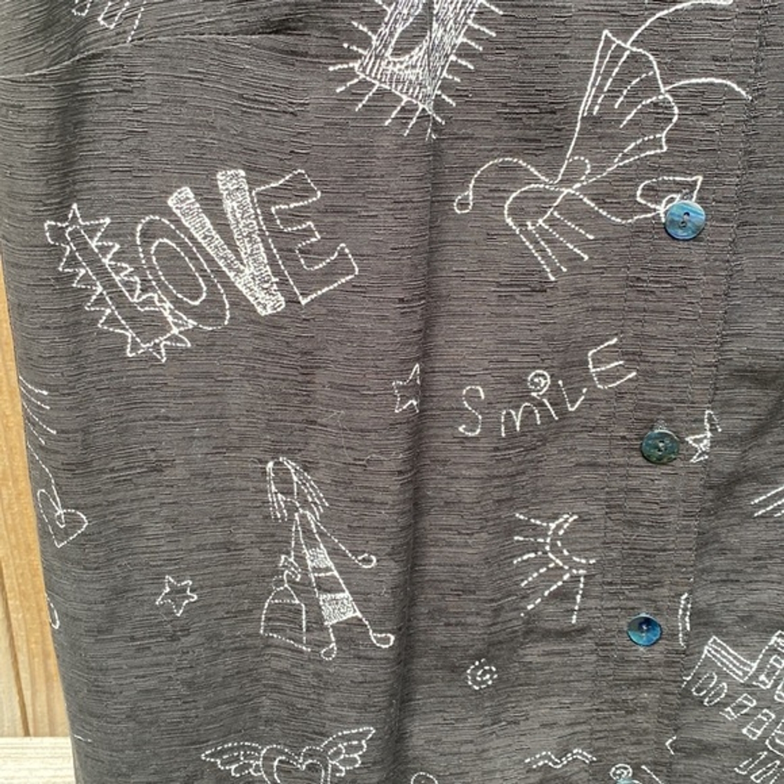 Vintage Chico’s Design Silk Linen Doodle Artsy Dress