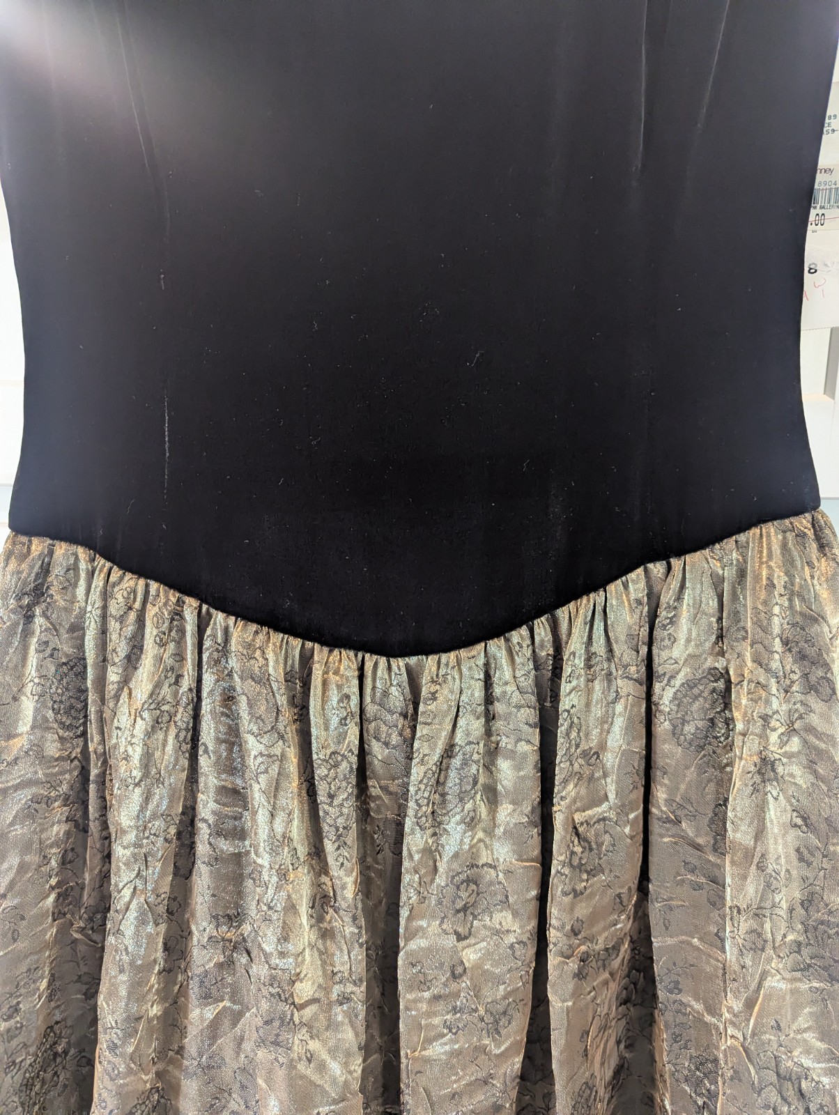 VTG Evan Picone Solstice Velvet Bodice Gold Floral Ballerina Dress NWT Gown 90s