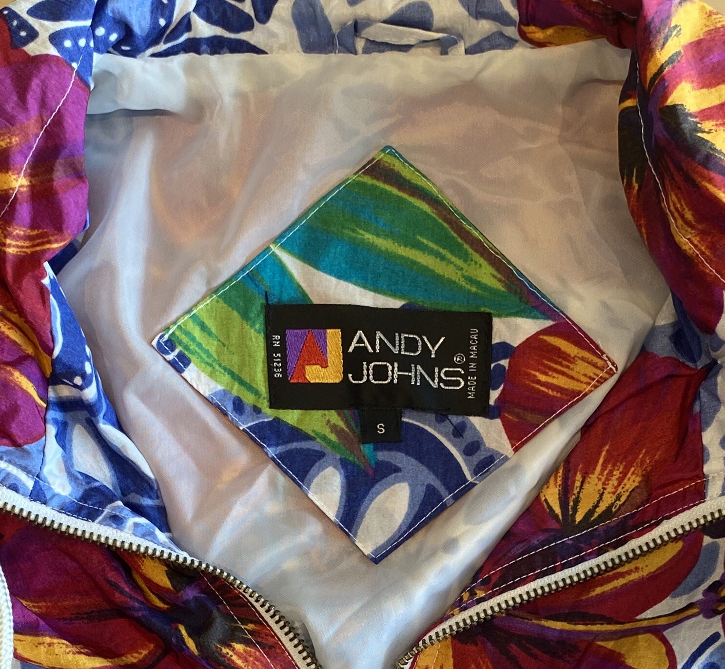 Vintage Andy Johns Women’s Sz Sm 2-Piece Track Suit Pants Jacket Floral Bright