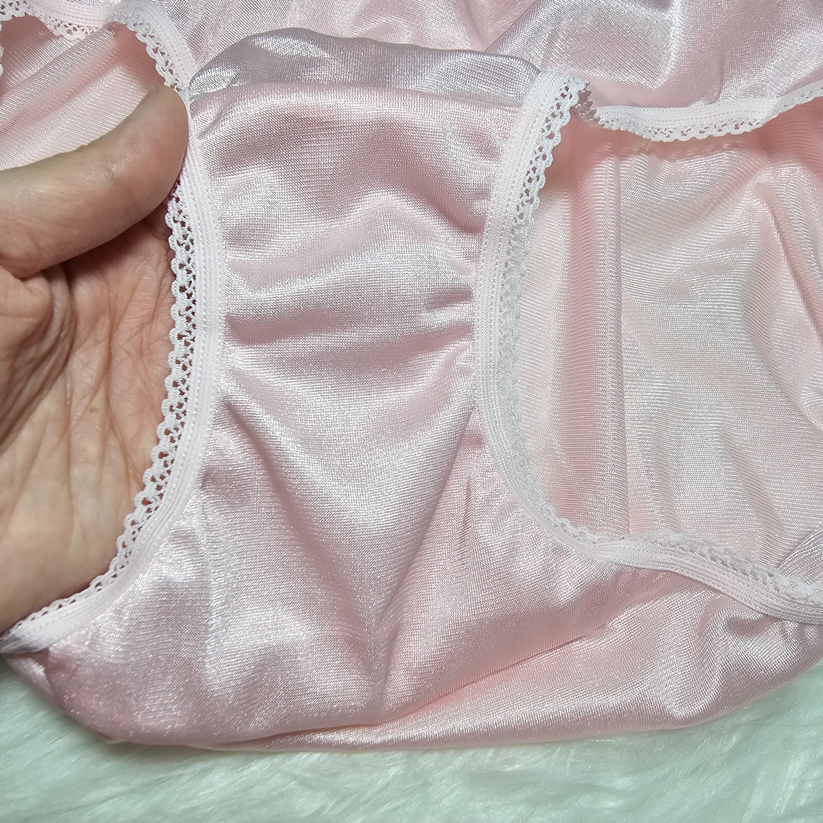 Vintage Silky Pink Panty 100% Nylon Sissy Sheer Brief Size 6-7 Hip 35-39″