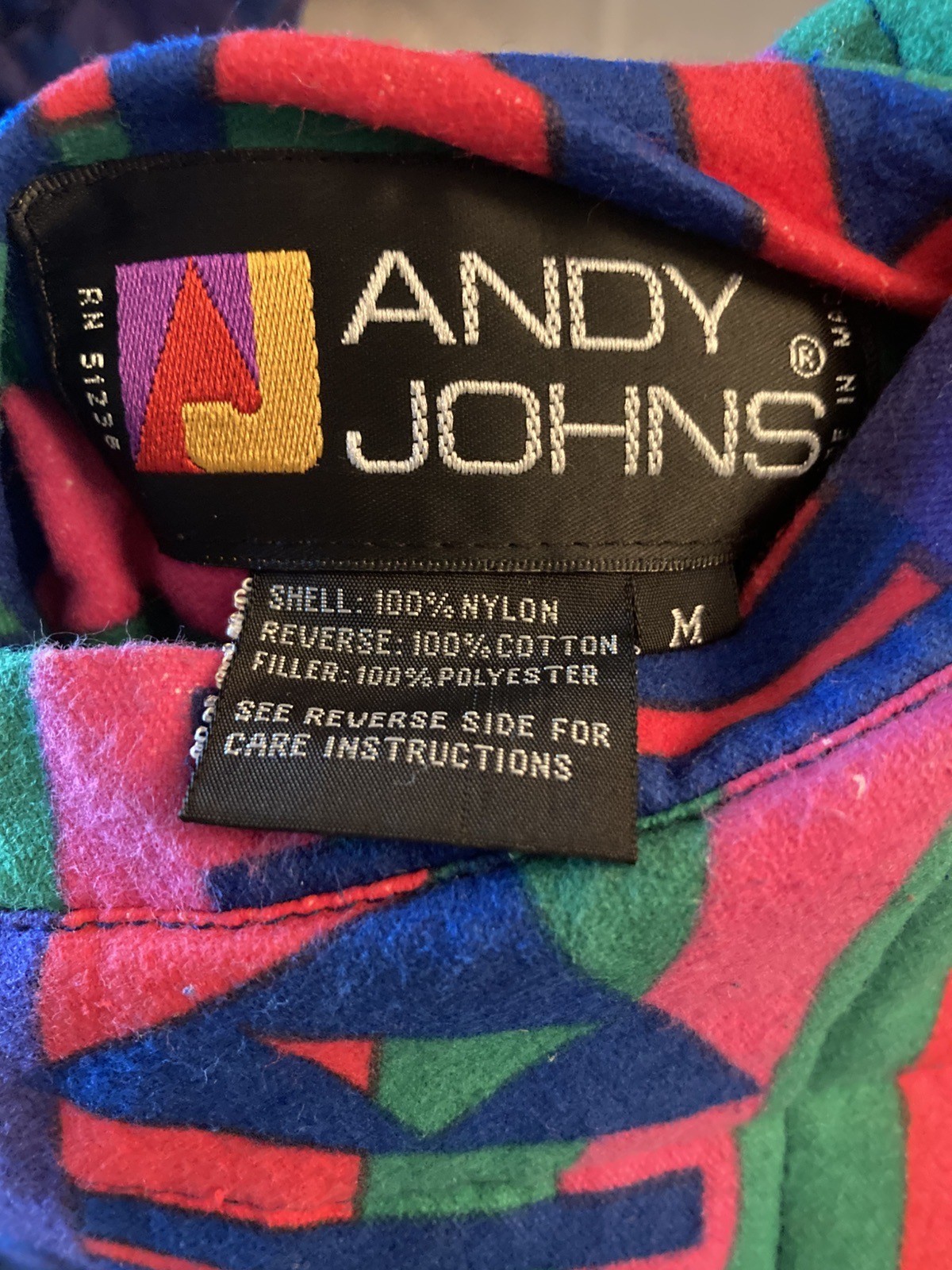 Vintage 80s 90s Andy Johns Retro Reversible Puffer Ski Jacket Coat Womens Medium