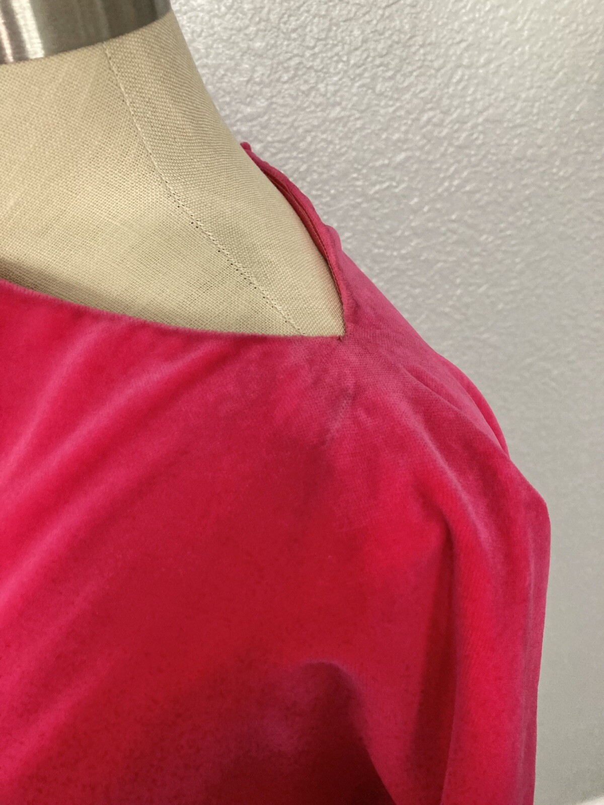 Vintage Timely Fashions More Chicago Pink Velvet Sabrina Neck Dress For Costume