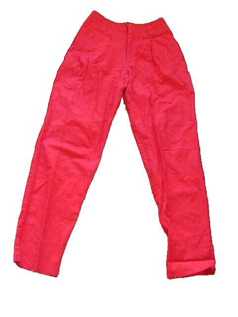 VTG 80s PLEASE THANK YOU brand Red 25″x27 High Waist Pleated Slacks Pants LINEN